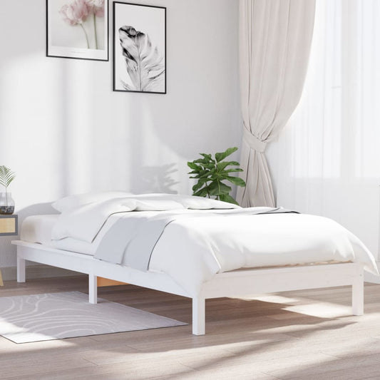 Bed Frame White 90x190 cm Single Solid Wood Pine