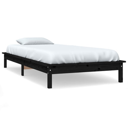 Bed Frame without Mattress Black Single Solid Wood