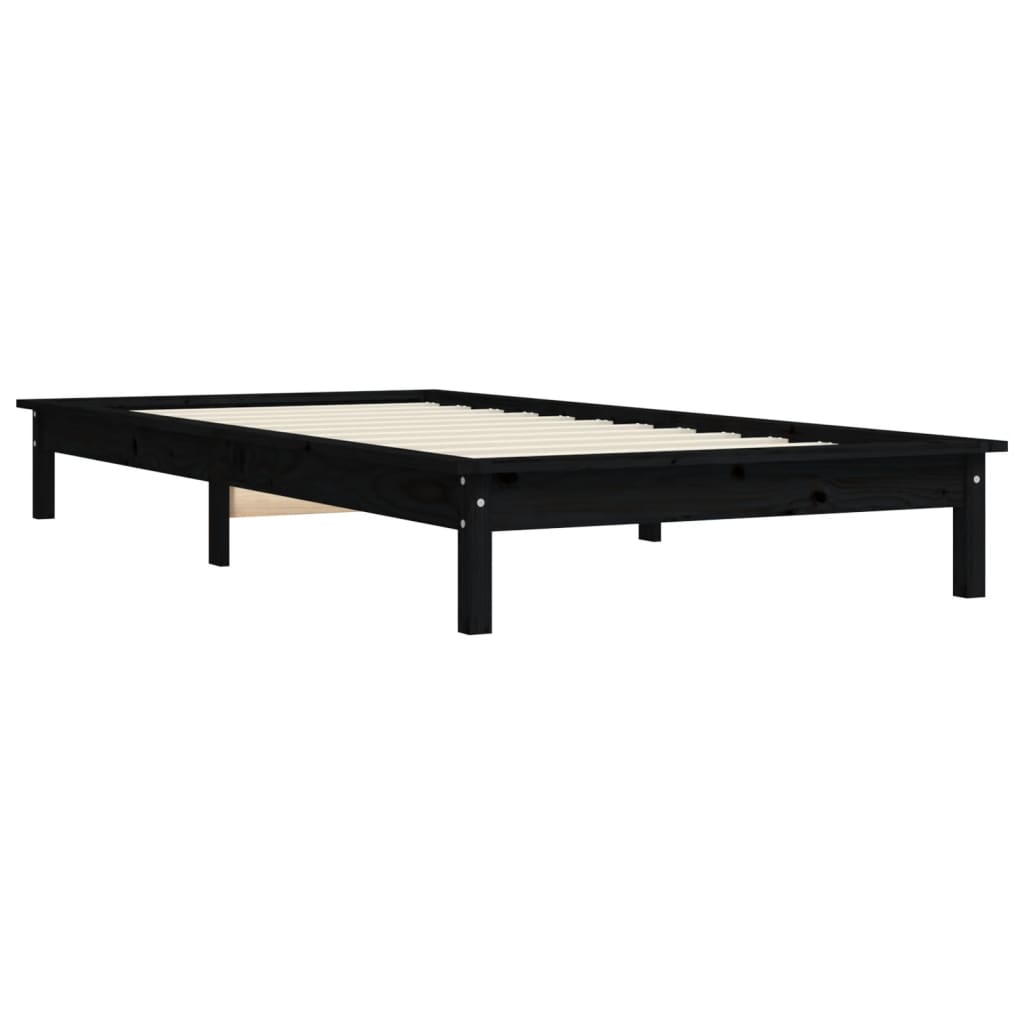 Bed Frame without Mattress Black Single Solid Wood