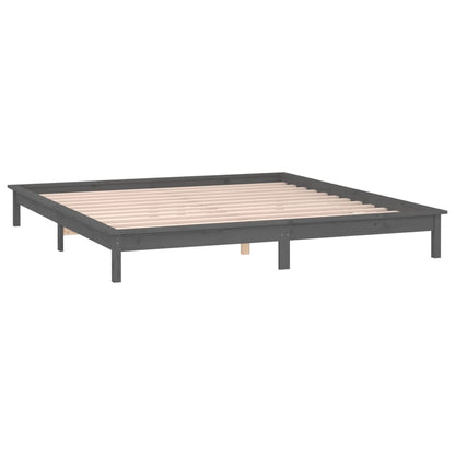 LED Bed Frame Grey 120x200 cm Solid Wood