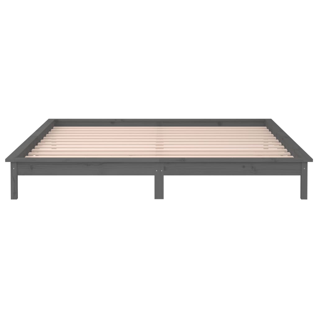 LED Bed Frame Grey 120x200 cm Solid Wood