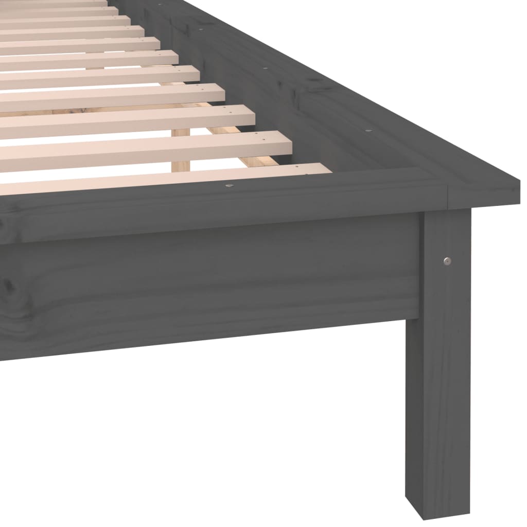 LED Bed Frame Grey 120x200 cm Solid Wood