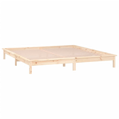 LED Bed Frame without Mattress 150x200 cm King Size King Size Solid Wood