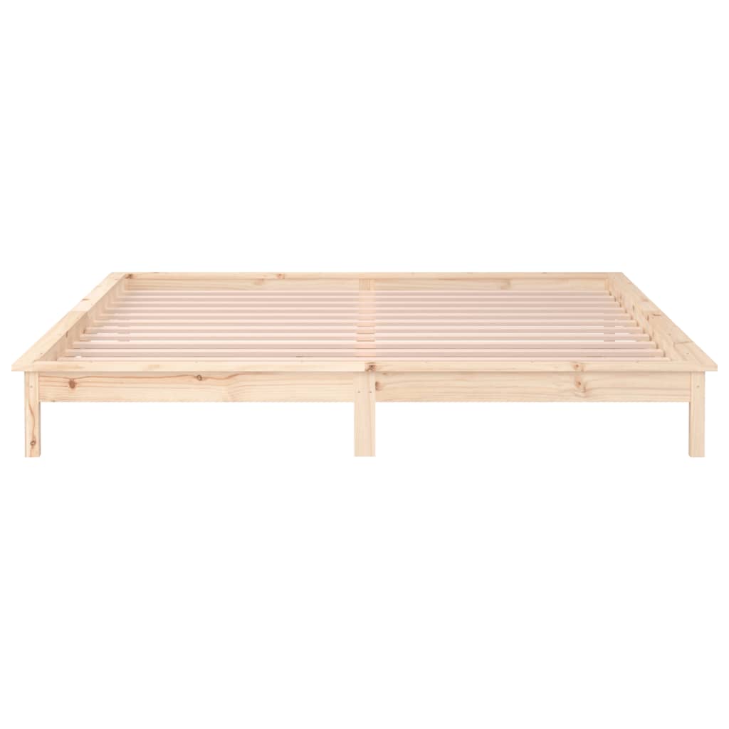 LED Bed Frame without Mattress 150x200 cm King Size King Size Solid Wood