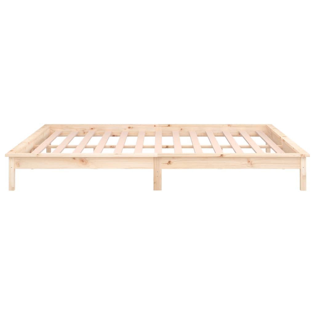 LED Bed Frame without Mattress 150x200 cm King Size King Size Solid Wood