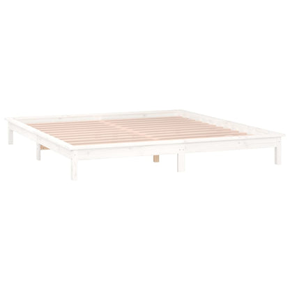 LED Bed Frame White 160x200 cm Solid Wood