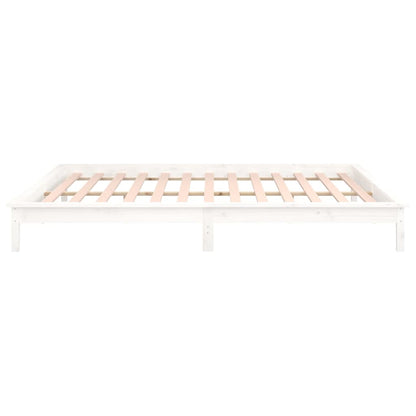 LED Bed Frame White 160x200 cm Solid Wood