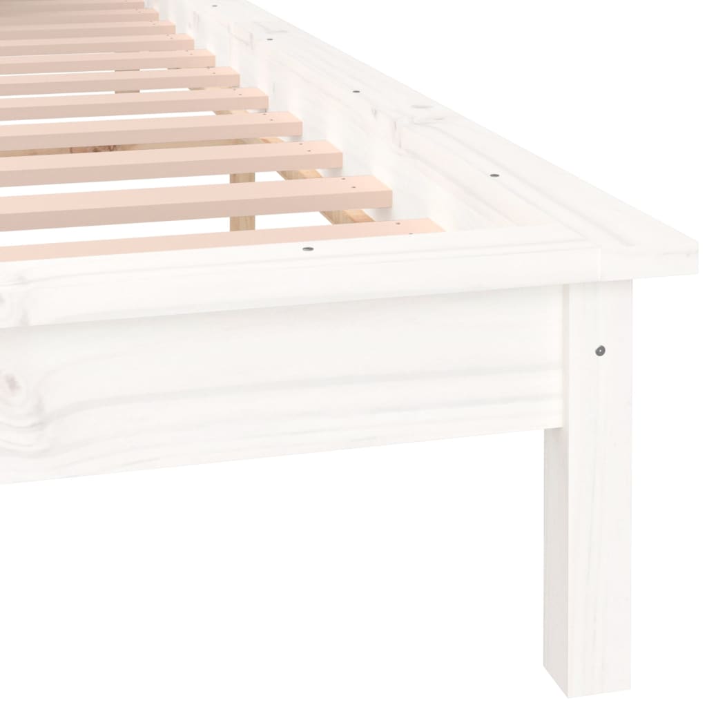 LED Bed Frame White 160x200 cm Solid Wood