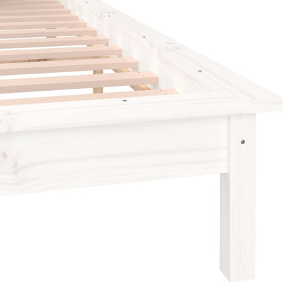 LED Bed Frame White 160x200 cm Solid Wood