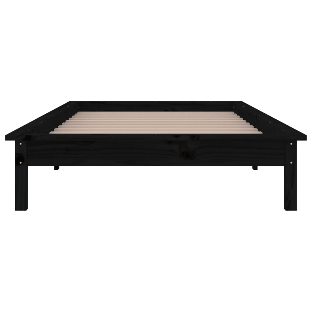 LED Bed Frame Black 90x190 cm Single Solid Wood