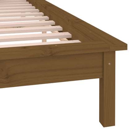 LED Bed Frame Honey Brown 120x190cm Small Double Solid Wood