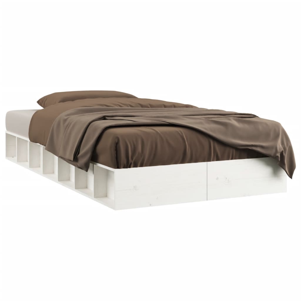 Bed Frame without Mattress White 100x200 cm Solid Wood