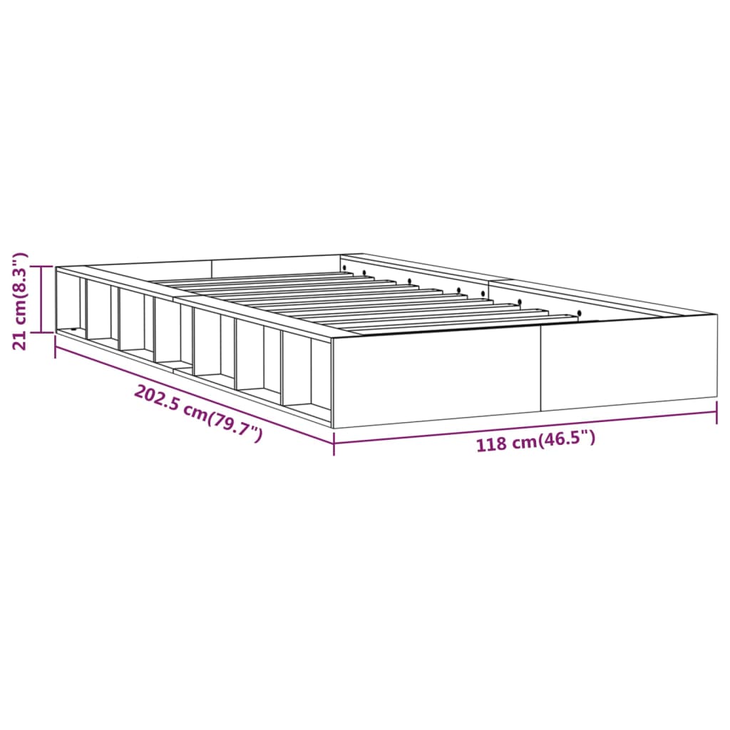 Bed Frame without Mattress White 100x200 cm Solid Wood