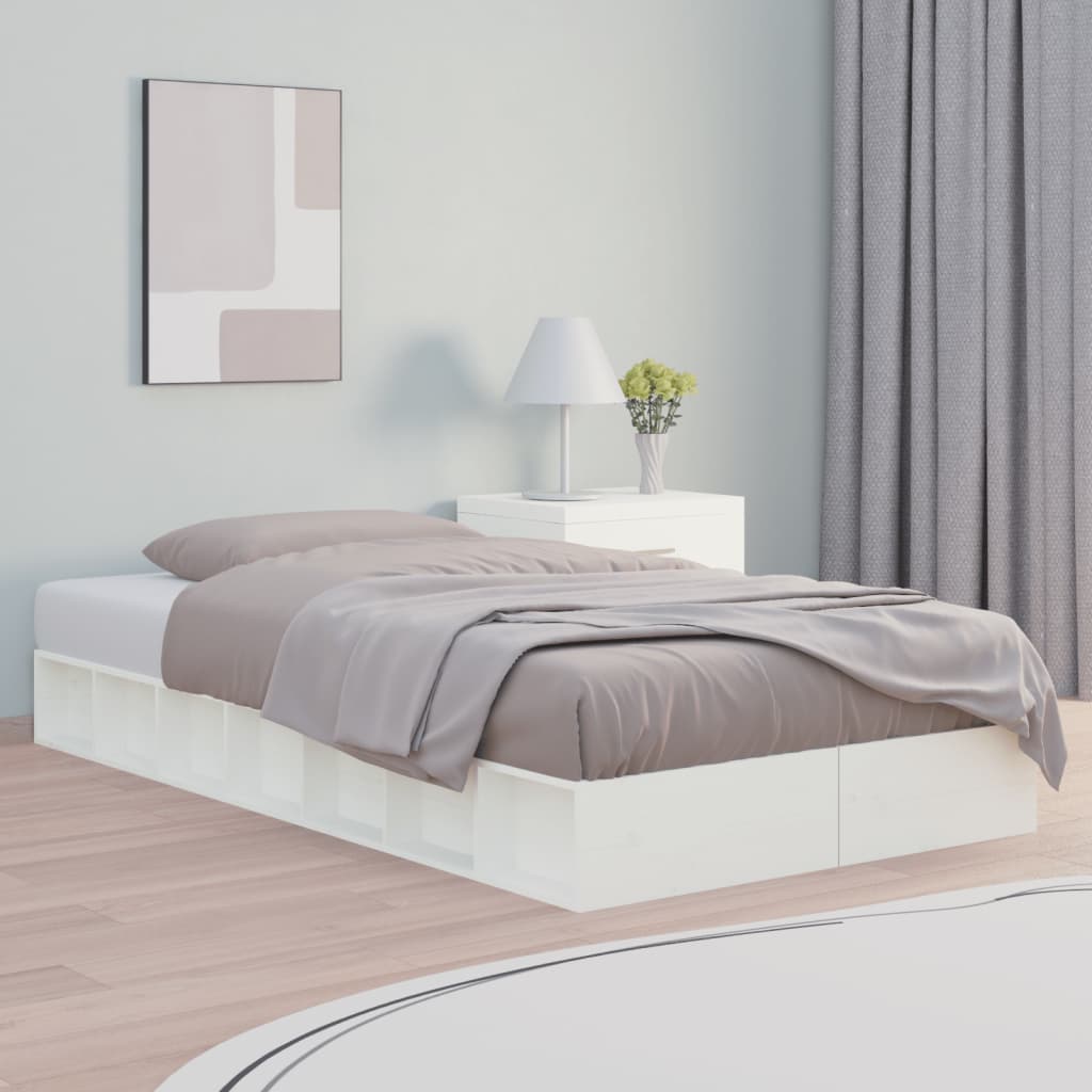 Bed Frame without Mattress White 100x200 cm Solid Wood