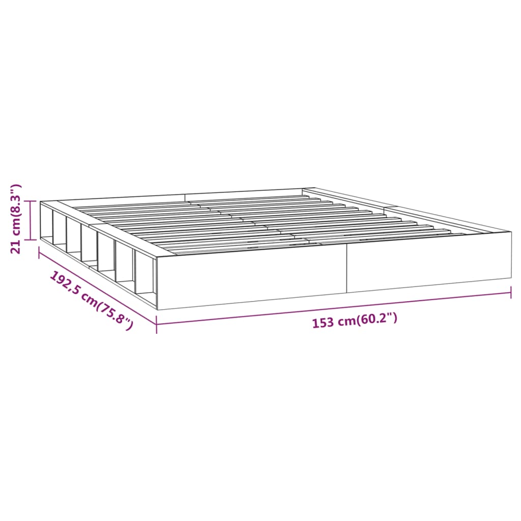 Bed Frame 135x190 cm Double Solid Wood