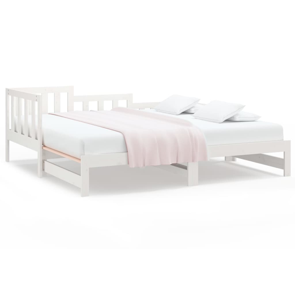 Pull-out Day Bed White 2x(90x200) cm Solid Wood Pine