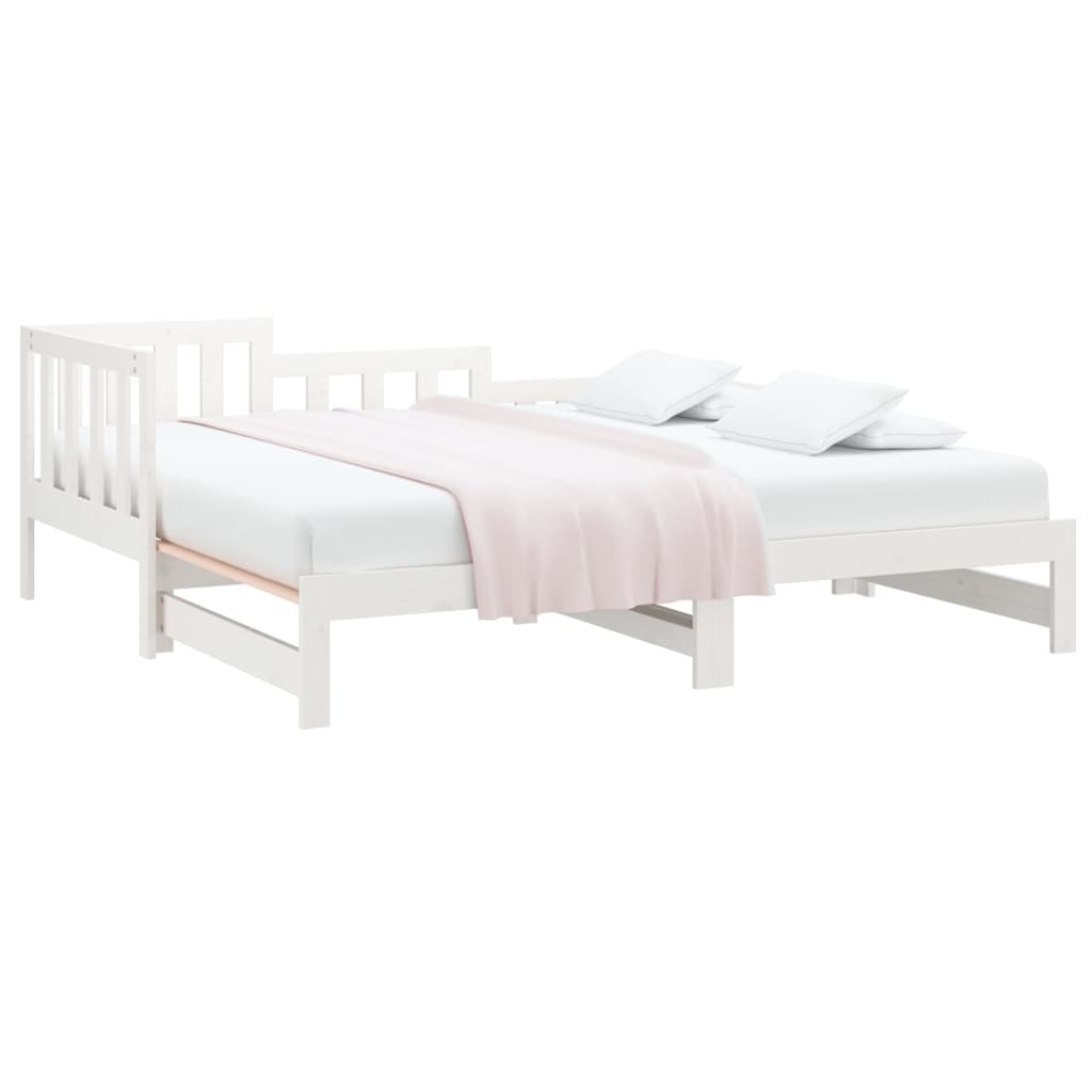 Pull-out Day Bed White 2x(90x200) cm Solid Wood Pine