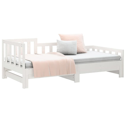 Pull-out Day Bed White 2x(90x200) cm Solid Wood Pine