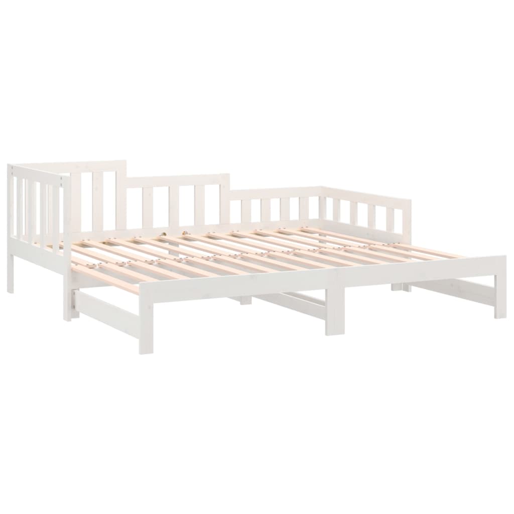 Pull-out Day Bed White 2x(90x200) cm Solid Wood Pine