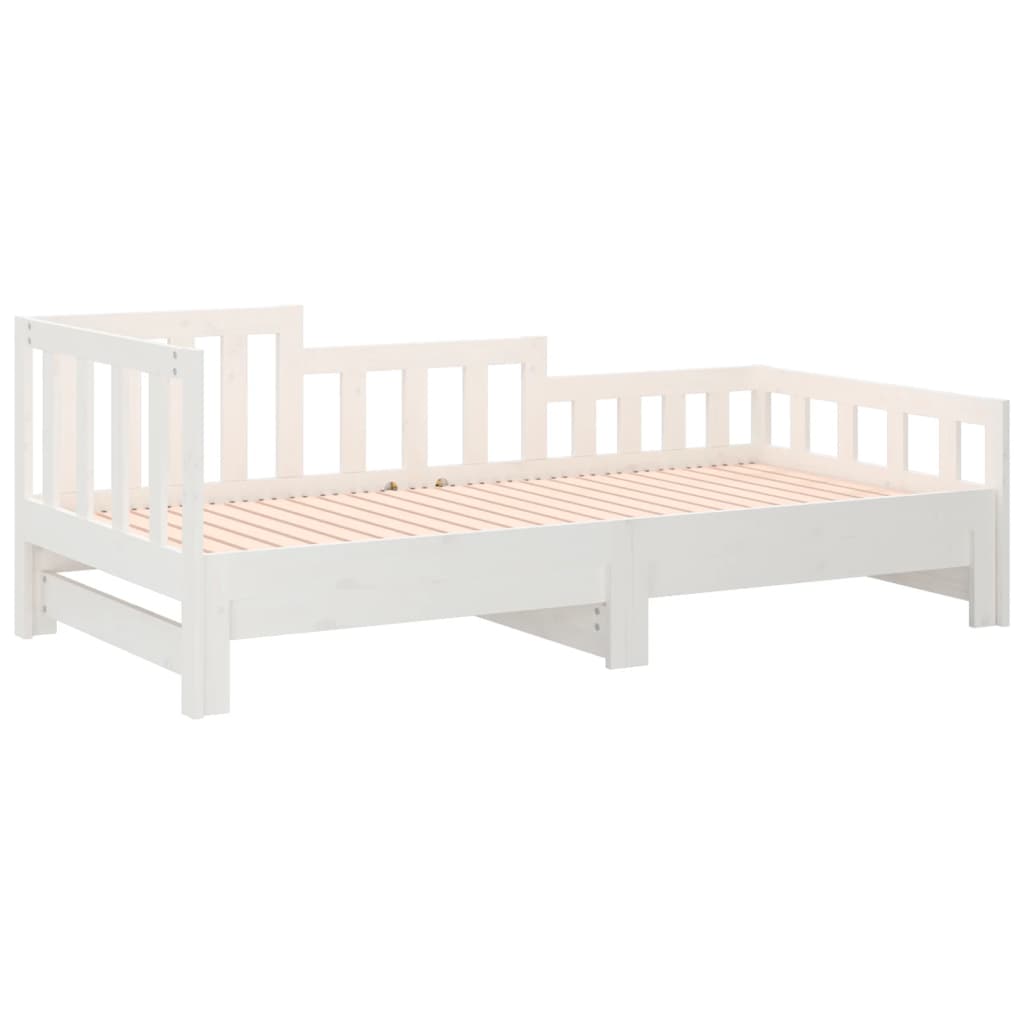 Pull-out Day Bed White 2x(90x200) cm Solid Wood Pine