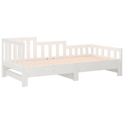 Pull-out Day Bed White 2x(90x200) cm Solid Wood Pine