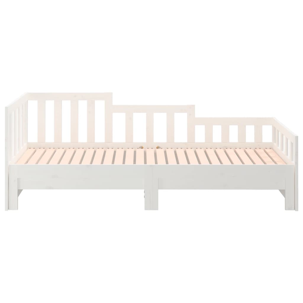 Pull-out Day Bed White 2x(90x200) cm Solid Wood Pine