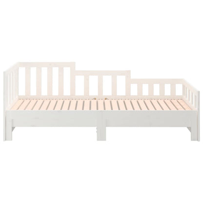 Pull-out Day Bed White 2x(90x200) cm Solid Wood Pine