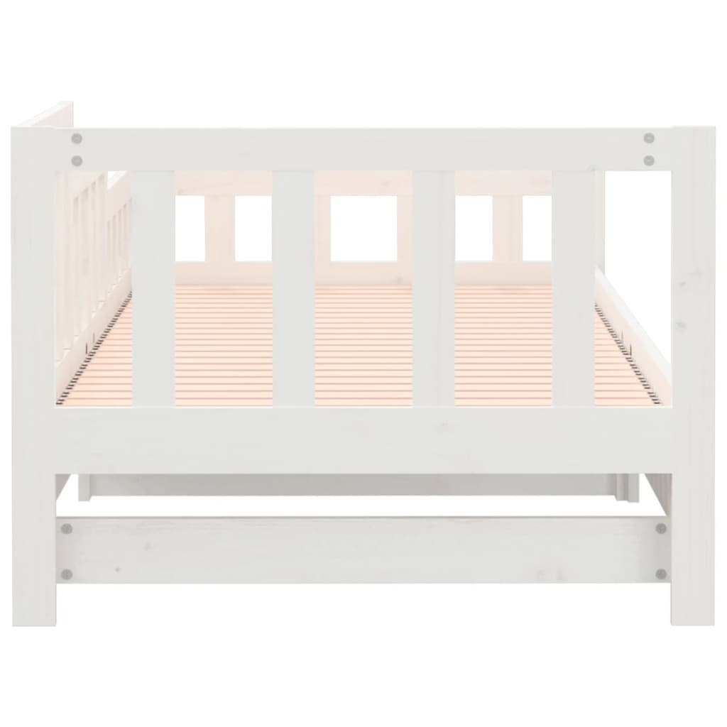 Pull-out Day Bed White 2x(90x200) cm Solid Wood Pine