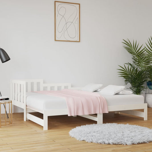 Pull-out Day Bed White 2x(90x200) cm Solid Wood Pine