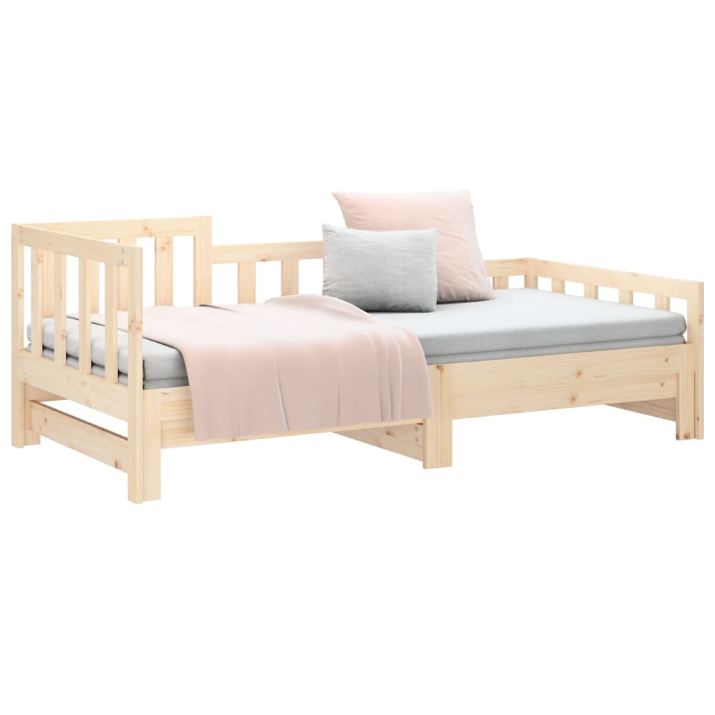 Pull-out Day Bed 2x(90x190) cm Solid Wood Pine