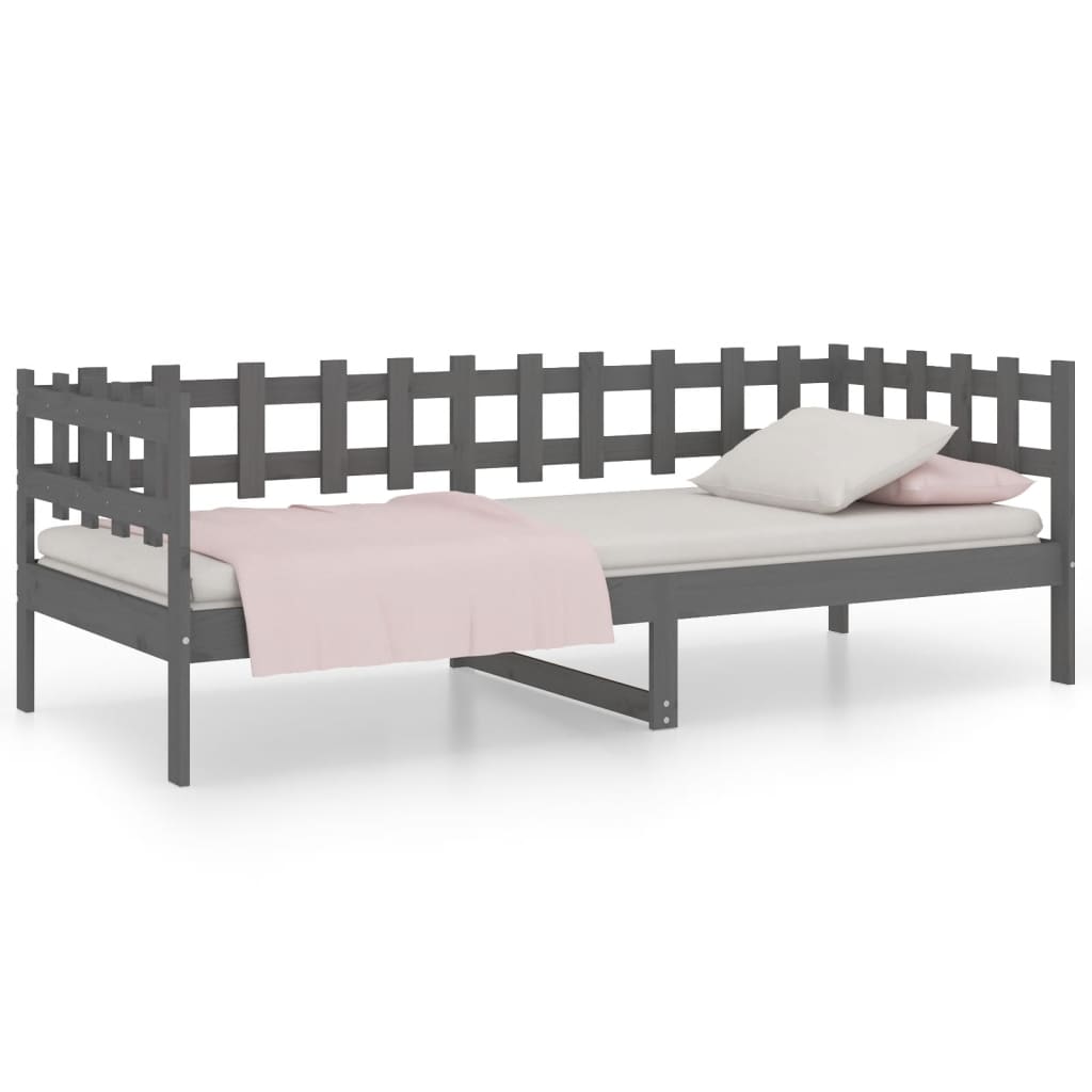 Day Bed Grey 90x190 cm Solid Wood Pine