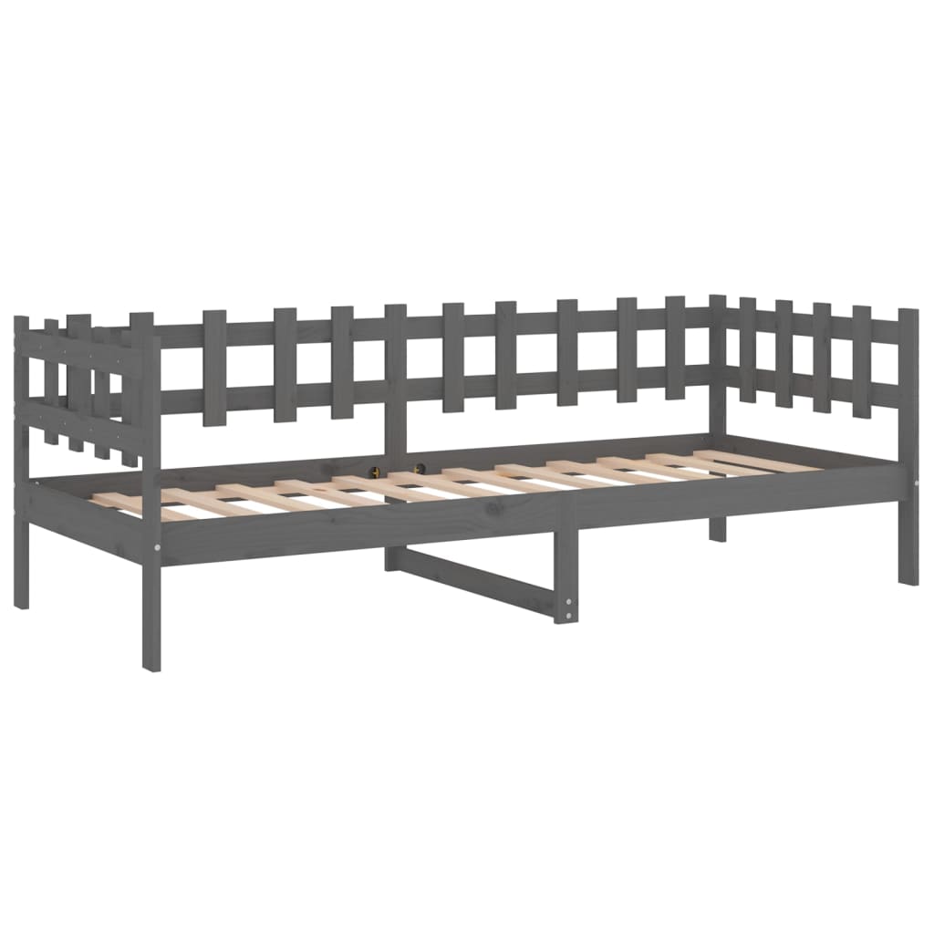 Day Bed Grey 90x190 cm Solid Wood Pine