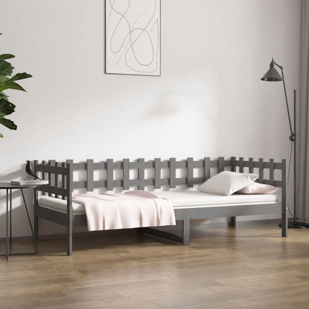 Day Bed Grey 90x190 cm Solid Wood Pine