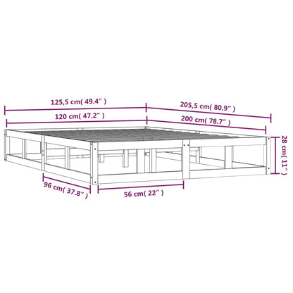 Bed Frame Black 120x200 cm Solid Wood