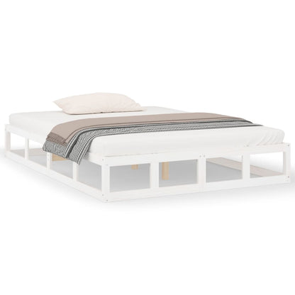 Bed Frame White 135x190 cm Double Solid Wood