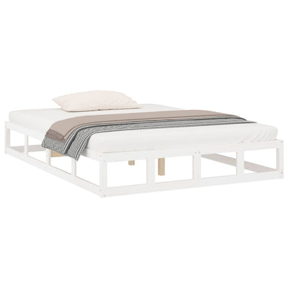 Bed Frame White 135x190 cm Double Solid Wood