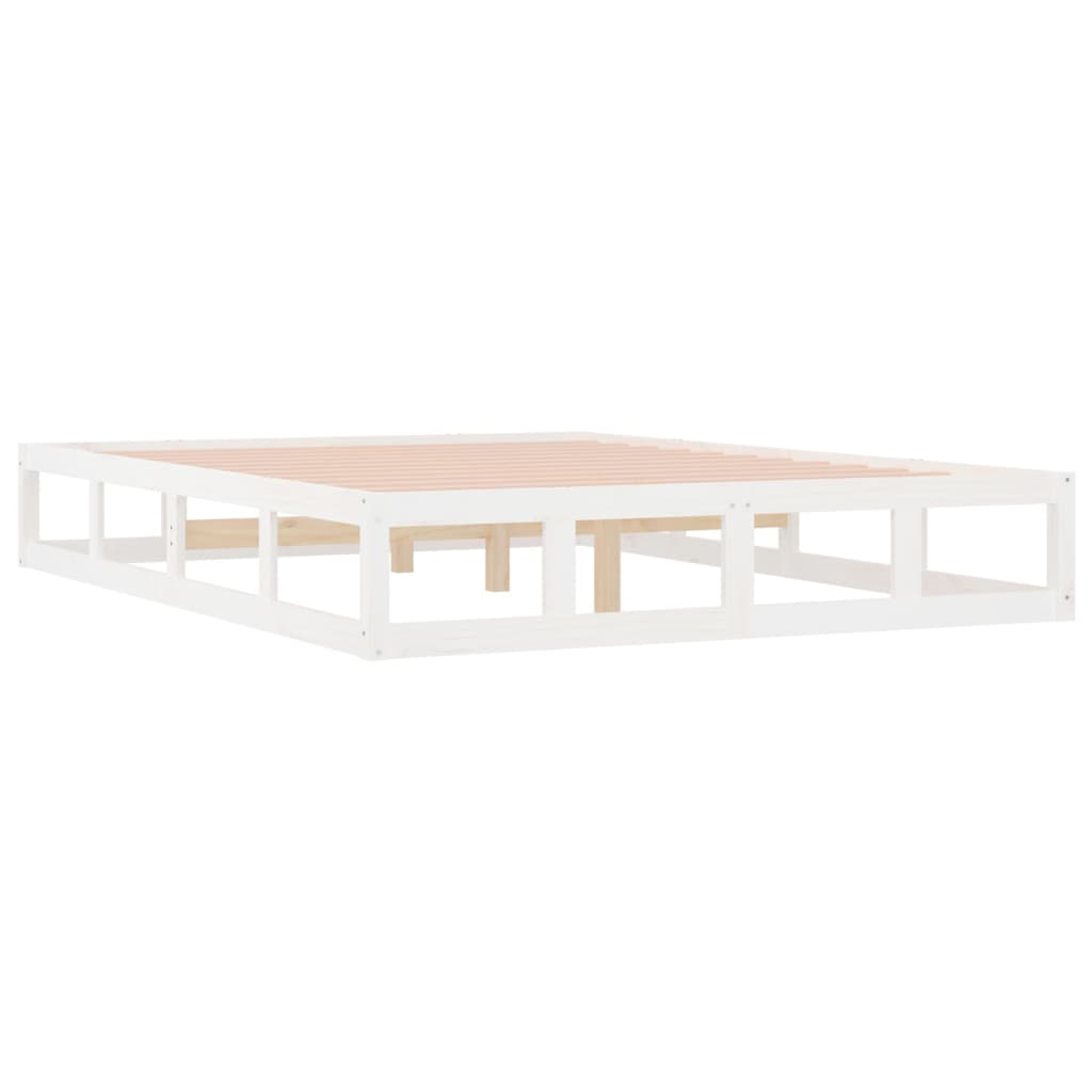 Bed Frame White 135x190 cm Double Solid Wood