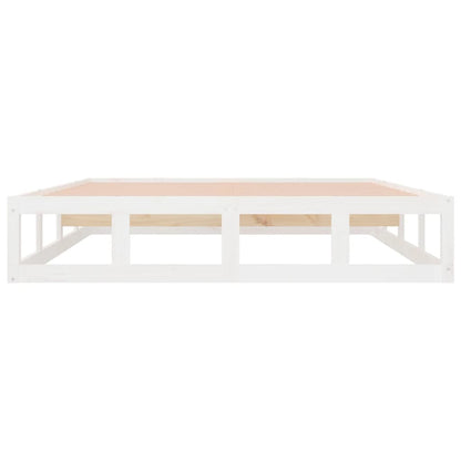 Bed Frame White 135x190 cm Double Solid Wood