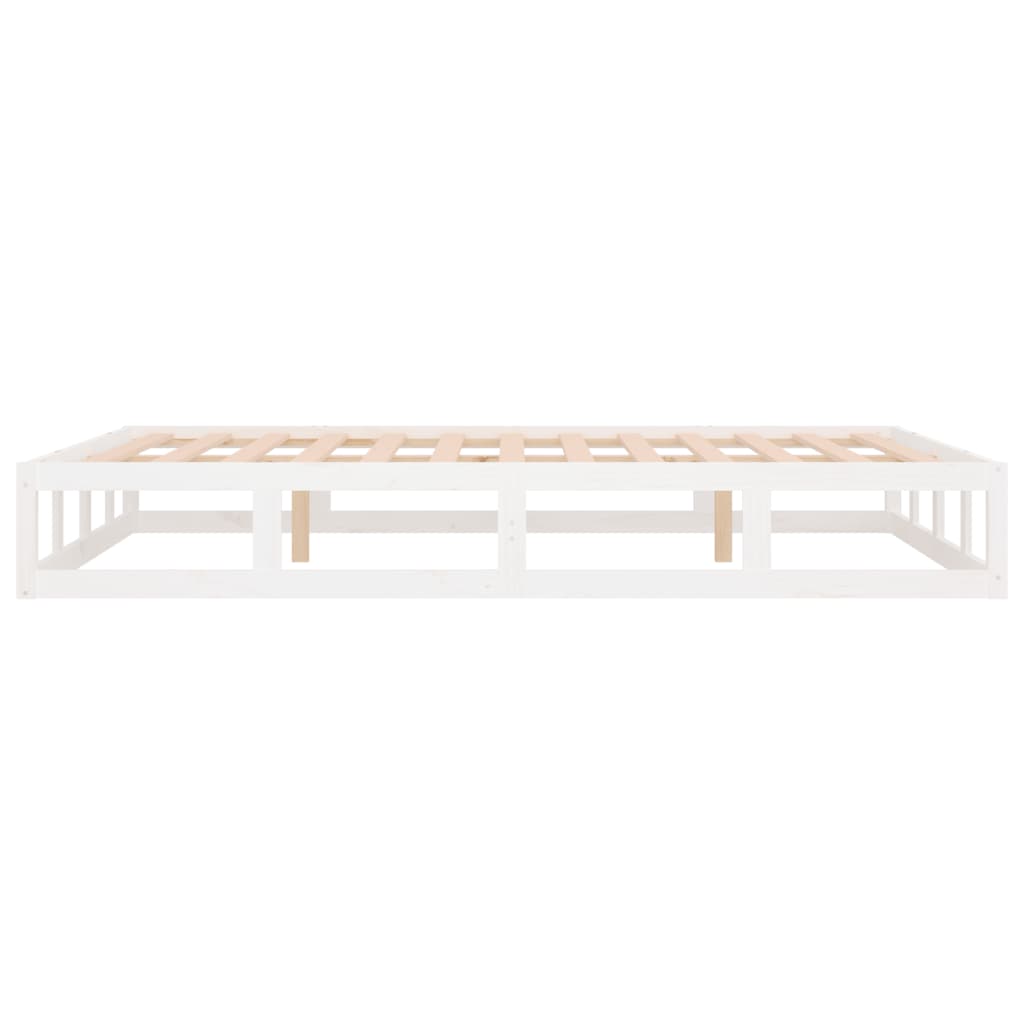 Bed Frame White 135x190 cm Double Solid Wood