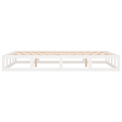 Bed Frame White 135x190 cm Double Solid Wood