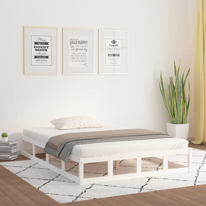 Bed Frame White 135x190 cm Double Solid Wood