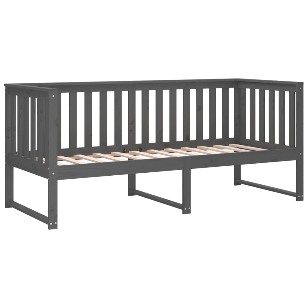 Day Bed without Mattress Grey 75x190 cm Small Single Solid Wood Pine