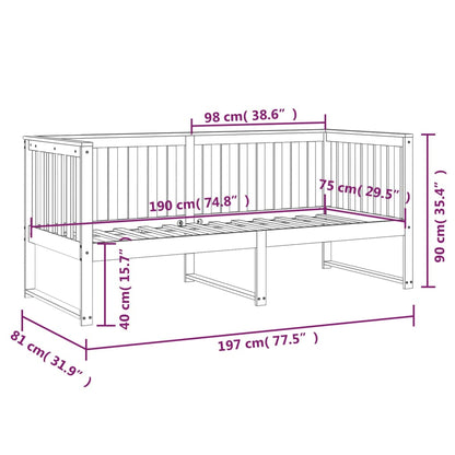 Day Bed without Mattress Grey 75x190 cm Small Single Solid Wood Pine