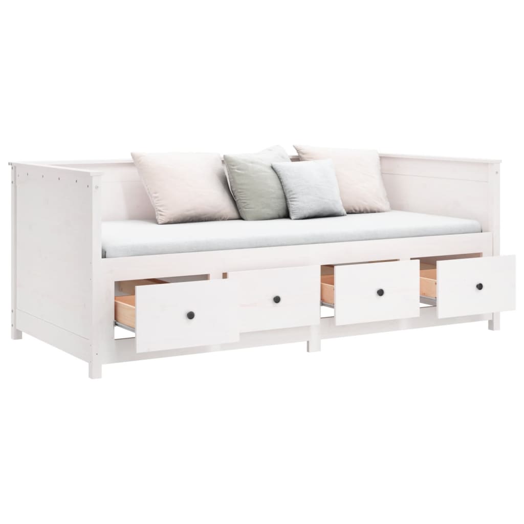 Day Bed without Mattress White 100x200 cm Solid Wood Pine