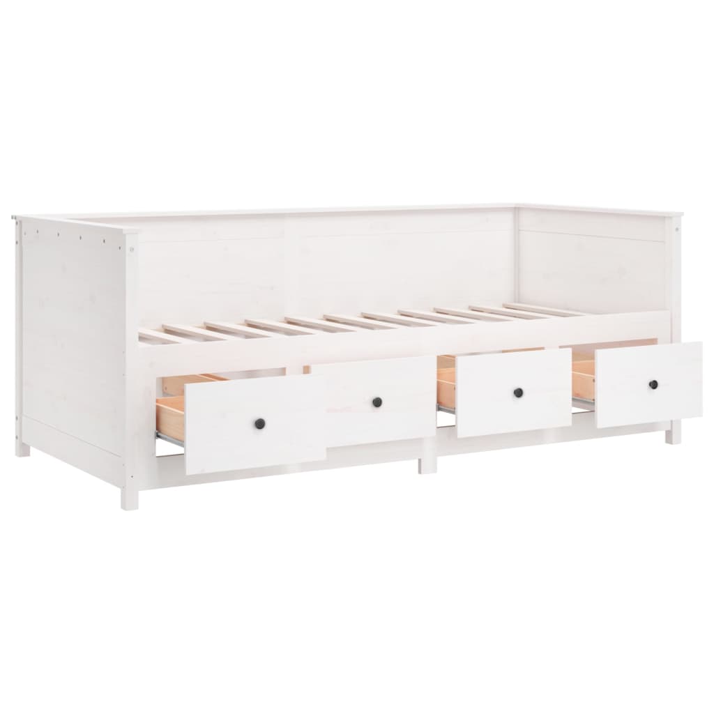 Day Bed without Mattress White 100x200 cm Solid Wood Pine