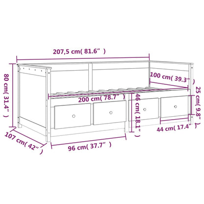 Day Bed without Mattress White 100x200 cm Solid Wood Pine