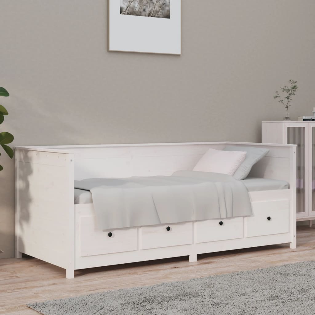 Day Bed without Mattress White 100x200 cm Solid Wood Pine