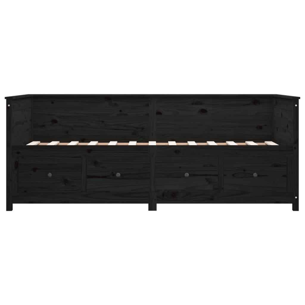 Day Bed Black 100x200 cm Solid Wood Pine