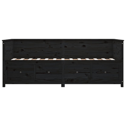 Day Bed Black 100x200 cm Solid Wood Pine