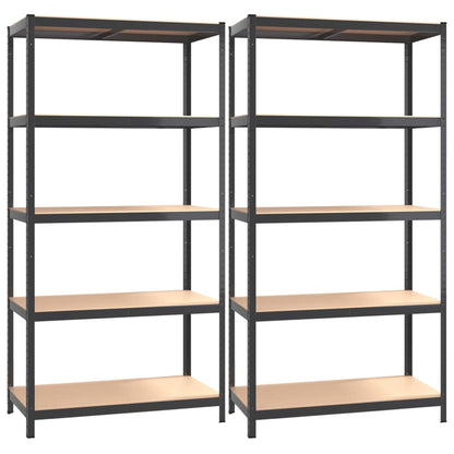 5-Layer Shelves 2 pcs Anthracite Steel&Engineered Wood